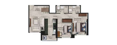 Ajmera Codename NYC, 2 BHK-750 Sq.ft