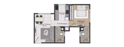 Passcode Wings Of Life, 1 BHK-409 Sq.ft