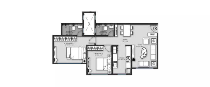 Chandak Insignia Vile Parle - Floor plan 2 BHK 751 Sq.ft