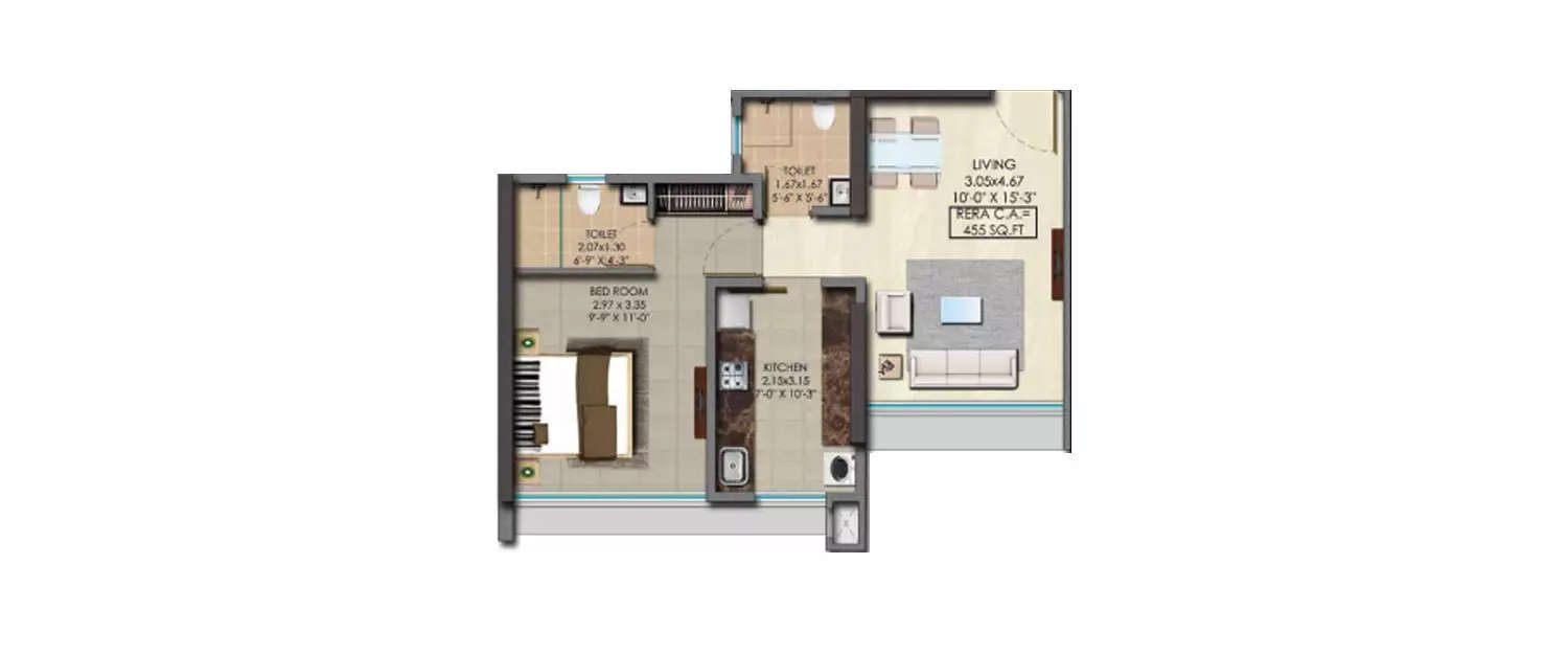 1 BHK Apartment 450 Sq.ft
