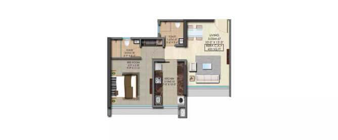 Srishti Pride Bhandup - Floor plan 1 BHK 450 Sq.ft