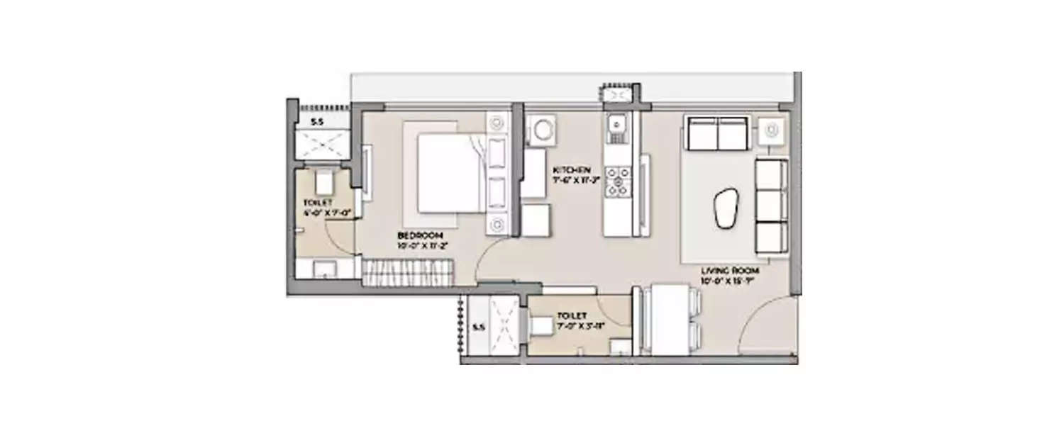 1 BHK Apartment 431 Sq.ft