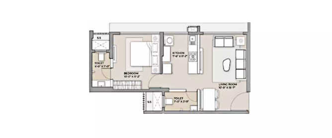 Arkade Crown Borivali - Floor plan 1 BHK 431 Sq.ft