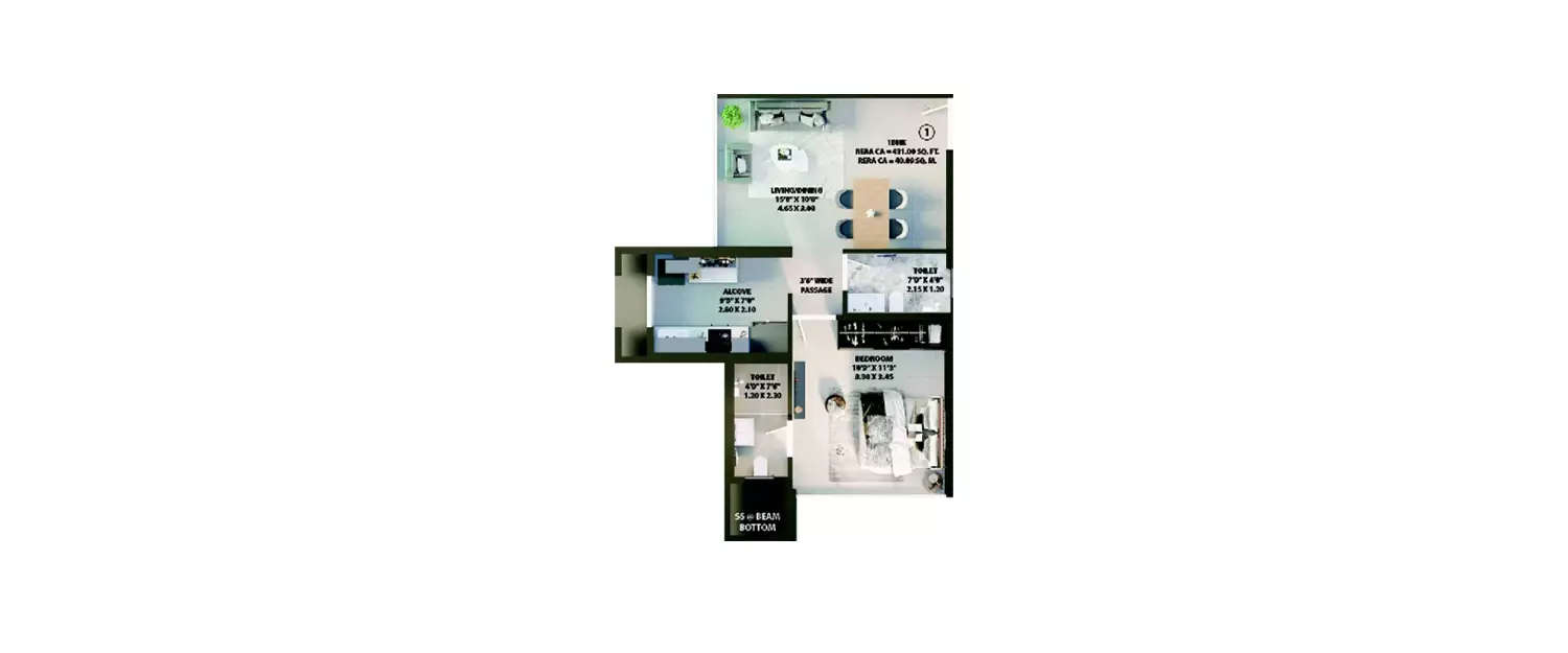 1 BHK Apartment 431 Sq.ft