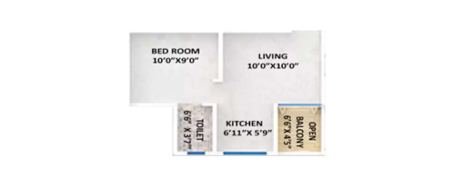 Floor plan for 1 BHK