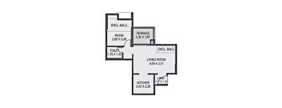 Saarrthi Skybay, 1 BHK-357 Sq.ft