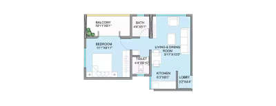 Yashada Splendid Lakeview, 1 BHK-437 Sq.ft