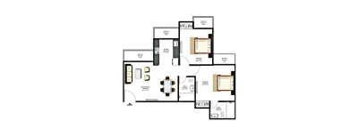 Prateek Wisteria, 2 BHK-955 Sq.ft