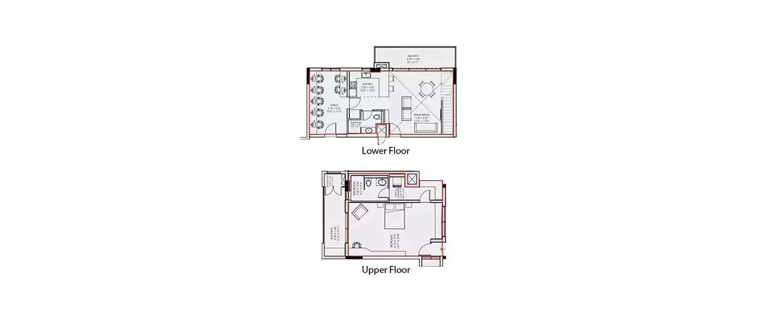 Floor plan for 1 BHK