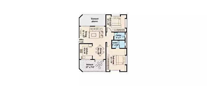 Kohinoor Towers Pimpri Chinchwad - Floor plan 2 BHK 1100 Sq.ft