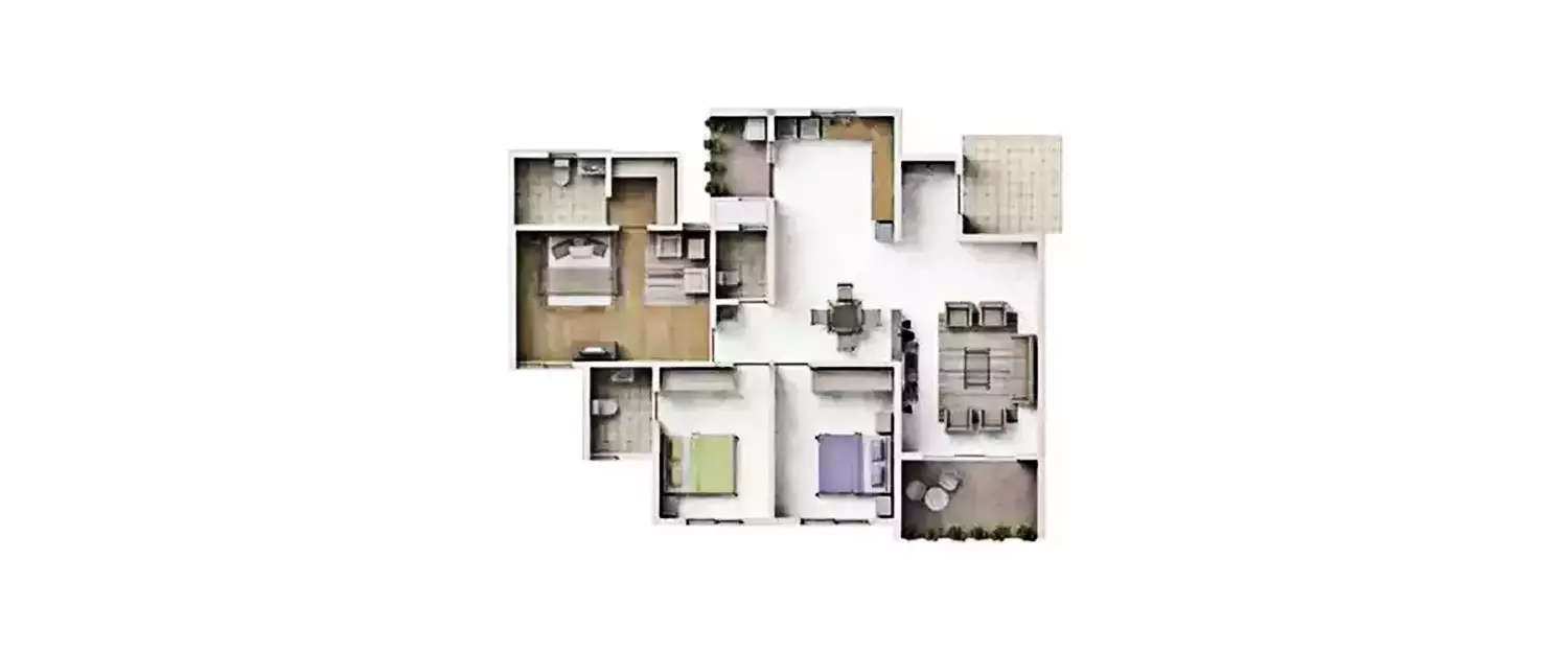 Floor plan for 2 BHK