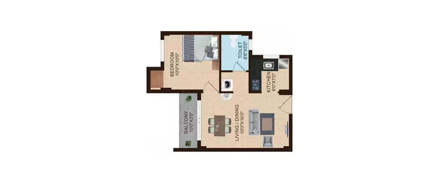 Floor plan for 1 BHK