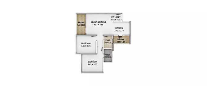 Paranjape Schemes Orion Hinjewadi - Floor plan 2 BHK 641 Sq.ft