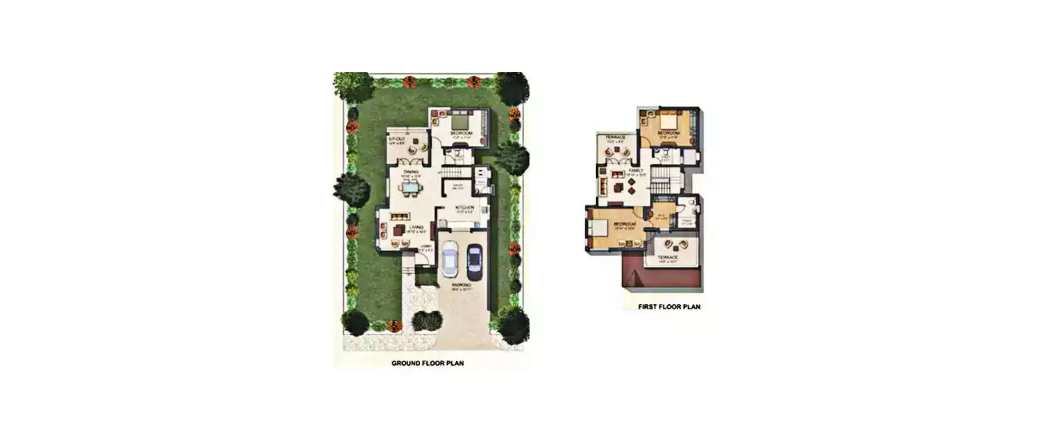Floor plan for 3 BHK