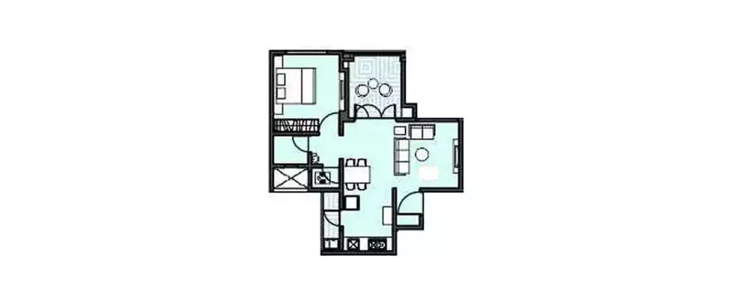 Floor plan for 1 BHK