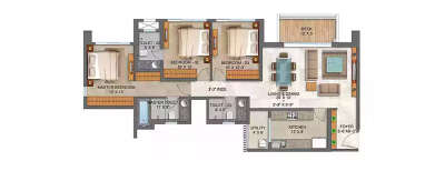 Lodha Olivia, 3 BHK-934 Sq.ft