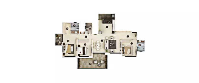 Kolte Patil 24K Opula Pimple Nilakh - Floor plan 3 BHK 1038 Sq.ft