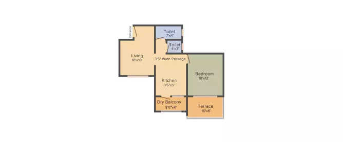 Kolte Patil Umang Pride Wagholi - Floor plan 1 BHK 630 Sq.ft