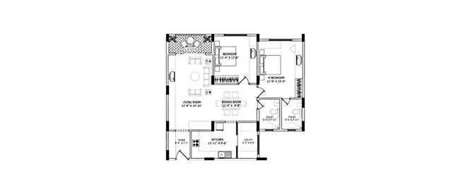 Shriram Suhaana Yelahanka - Floor plan 2 BHK 1305 Sq.ft