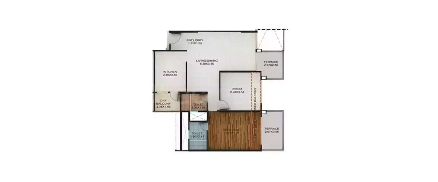 Floor plan for 2 BHK