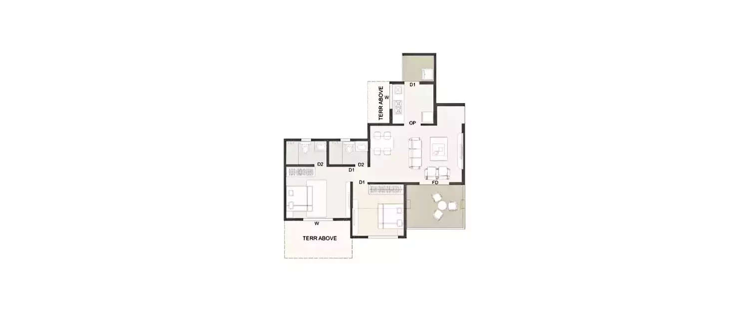Floor plan for 2 BHK
