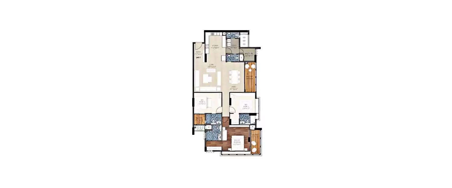 Floor plan for 3 BHK