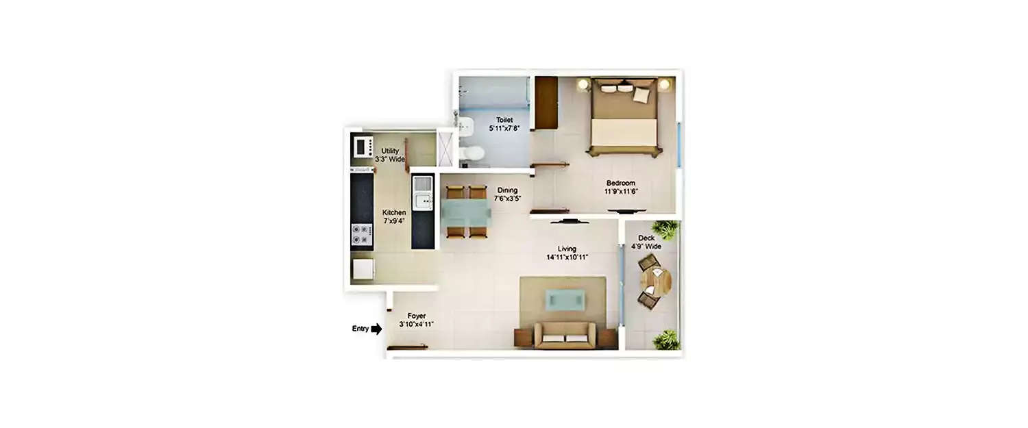 1 BHK Apartment 796 Sq.ft