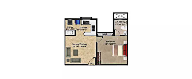 Shriram Park 63 Perungalathur - Floor plan 1 BHK 625 Sq.ft