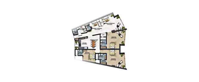 Supertech North Eye Sector 74 - Floor plan 3 BHK 2570 Sq.ft