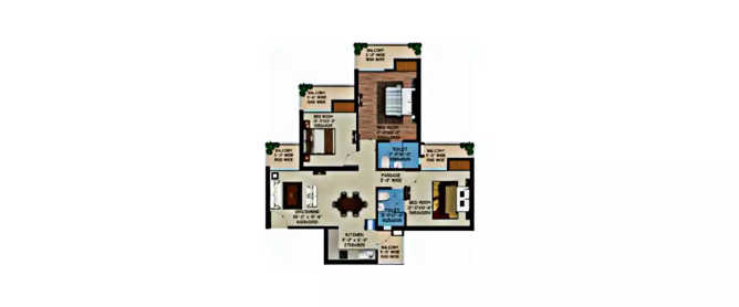 Supertech Capeluxe Sector 74 - Floor plan 3 BHK 1395 Sq.ft