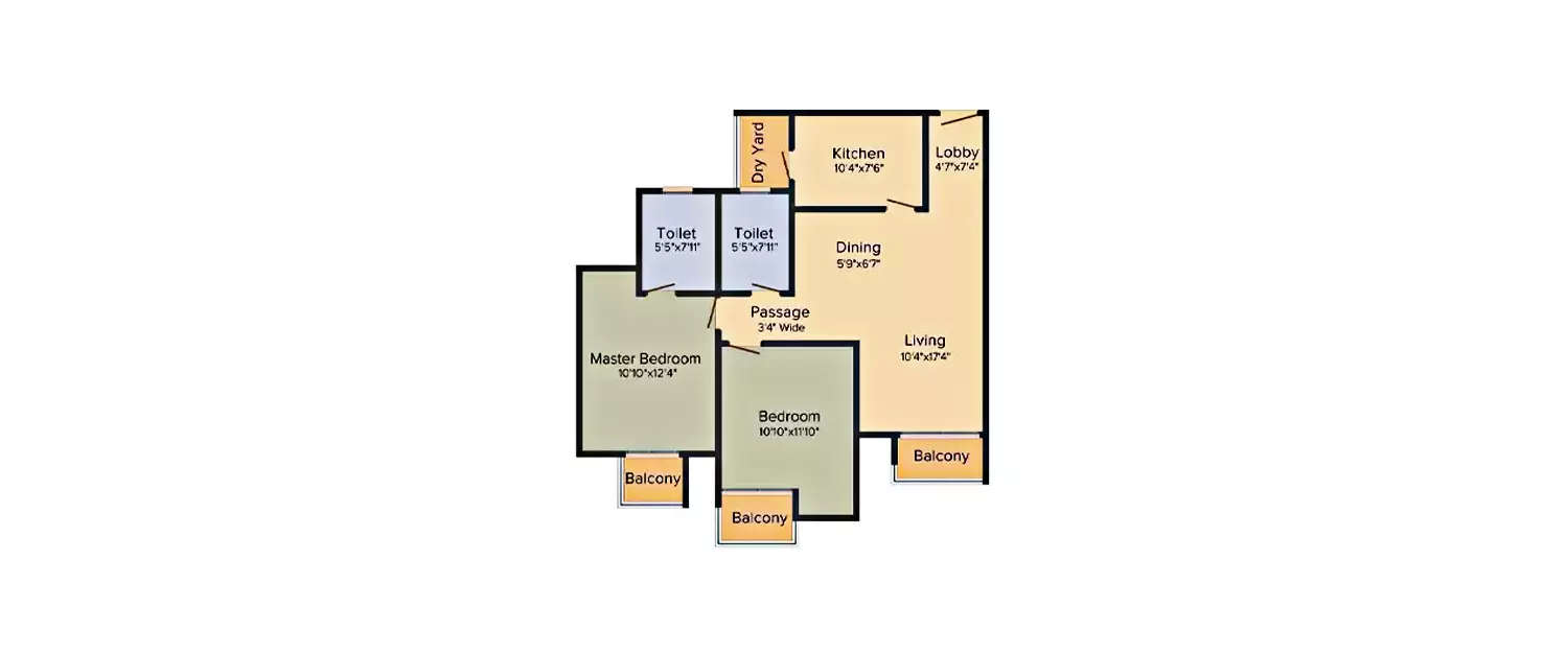 Floor plan for 2 BHK