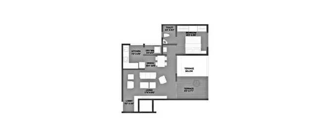 Malpani Cereza Punawale - Floor plan 1 BHK 563 Sq.ft