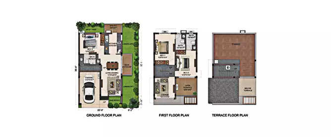 Casagrand Florella Sarjapura - Floor plan 3 BHK 1149 Sq.ft