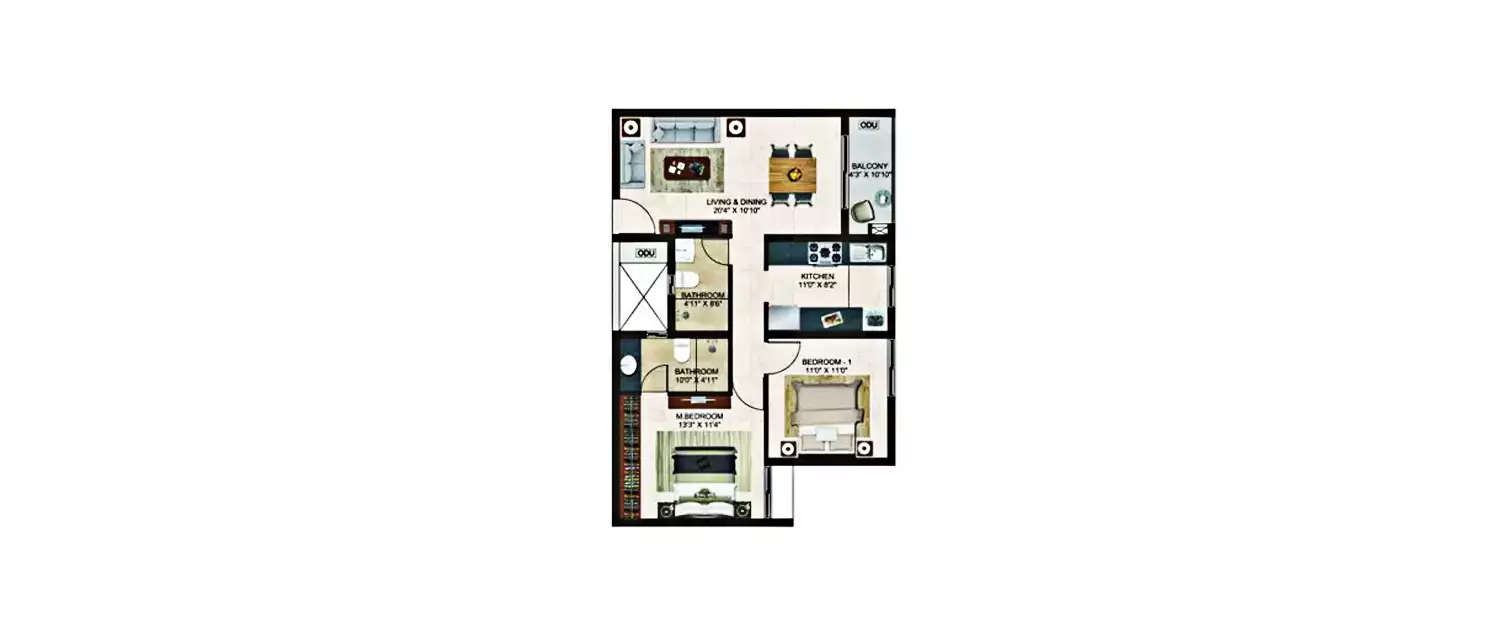 Floor plan for 2 BHK