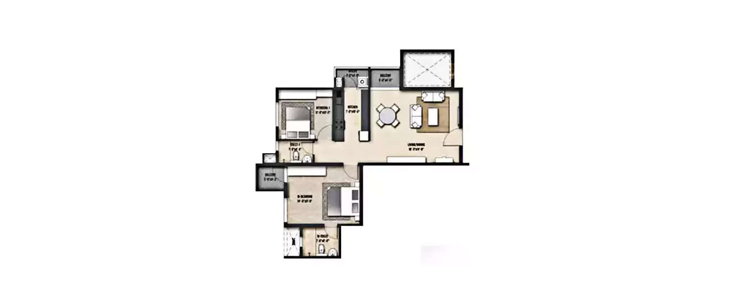 Floor plan for 2 BHK