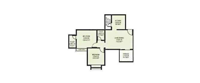 Krisala 41 Elite Tathawade - Floor plan 2 BHK 622 Sq.ft