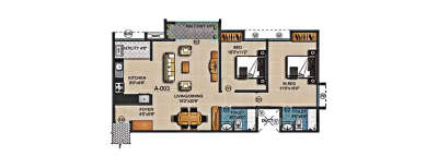 Gopalan Lakefront, 2 BHK-1248 Sq.ft