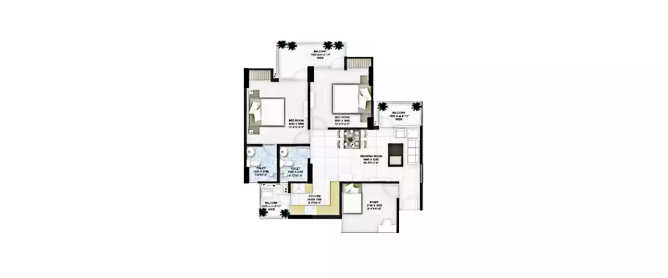 Panchsheel Hynish Sector 1 Greater Noida W - Floor plan 2.5 BHK 728 Sq.ft