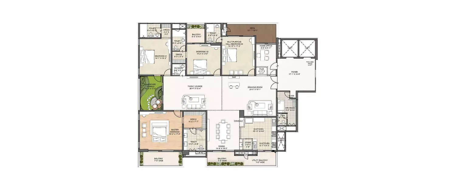 Floor plan for 4 BHK