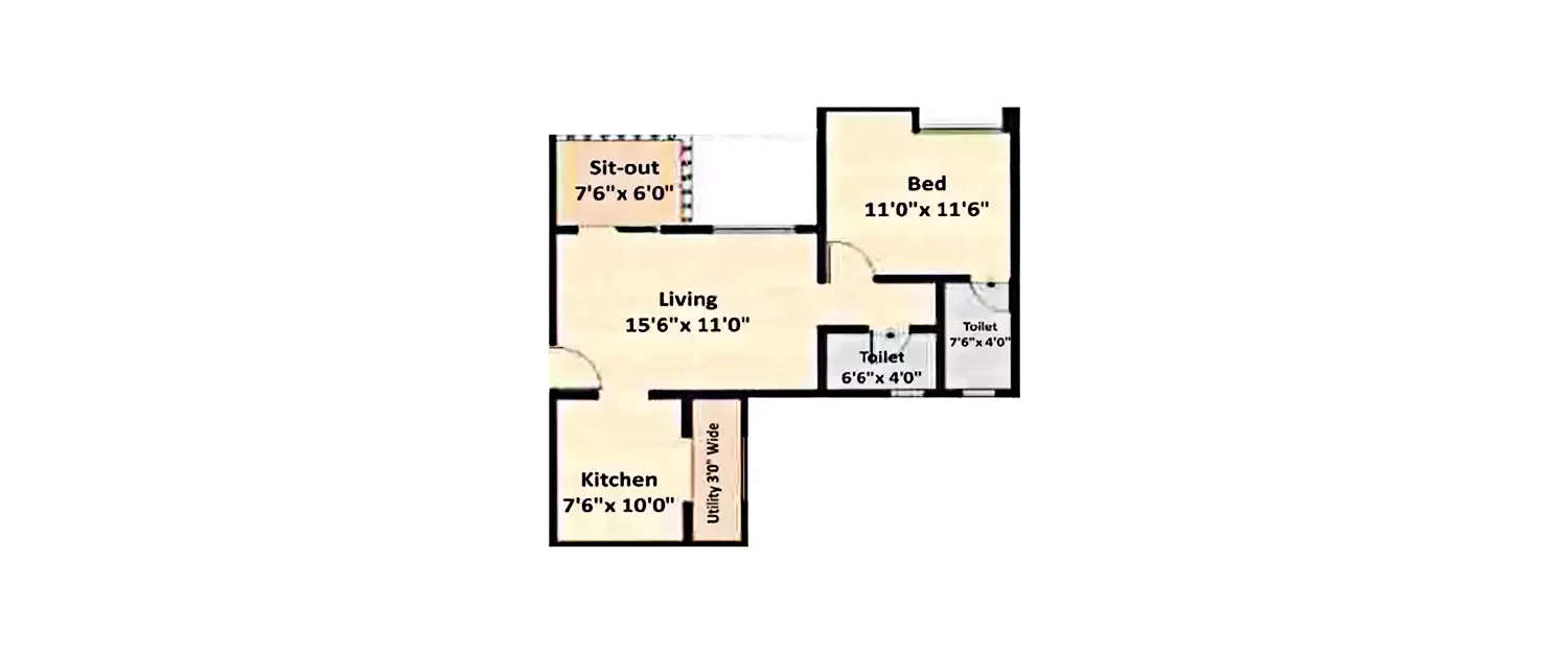 Floor plan for 1 BHK
