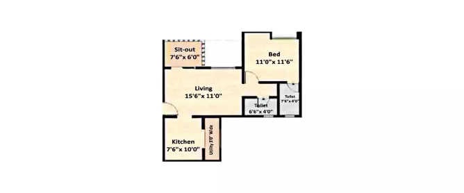 Nyati Eternity Undri - Floor plan 1 BHK 690 Sq.ft