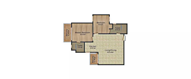 Emaar Palm Studios Sector 66 Gurgaon - Floor plan 2 BHK 1125 Sq.ft