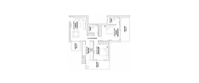 Supertech Hillview Apartments Sector 49 Gurgaon - Floor plan 2 BHK 1200 Sq.ft