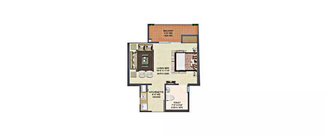 Supertech Safari Studios Sector 17A Greater Noida - Floor plan 1 RK 500 Sq.ft