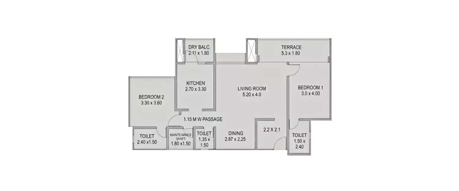 Floor plan for 2 BHK