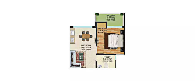 Supertech Golf Suites Sector 22D - Floor plan Studio 590 Sq.ft