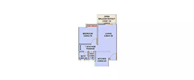 Kolte Patil Life Republic 16th Avenue Arezo Hinjewadi - Floor plan 1 BHK 397 Sq.ft