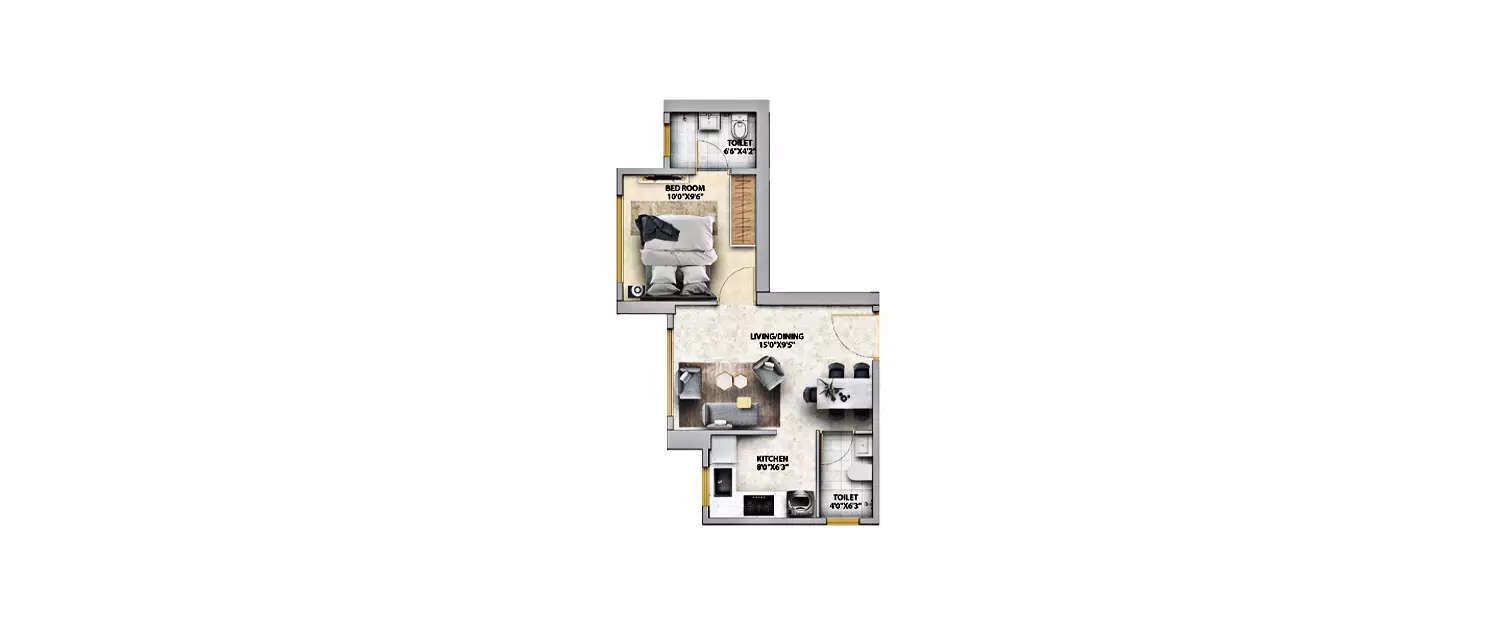 Floor plan for 1 BHK
