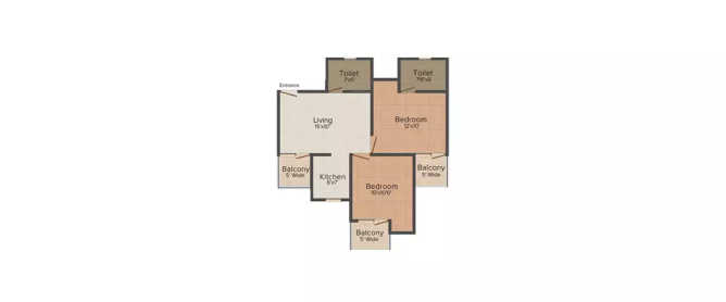 Amrapali Leisure Park Techzone IV Greater Noida W - Floor plan 2 BHK 845 Sq.ft