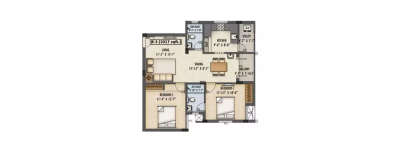 Ruby Nakshatra, 2 BHK-1017 Sq.ft